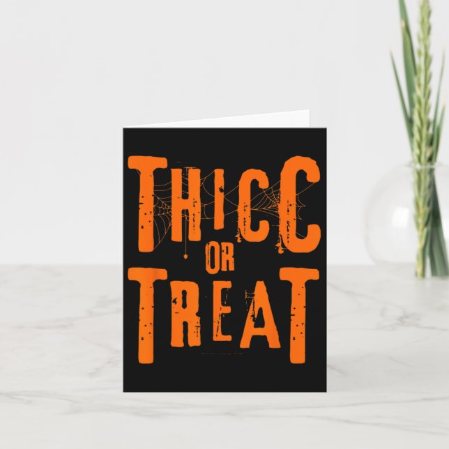 Tarjeta Thicc O Trate Gracioso Halloween Entrenamiento Fit (Anverso)