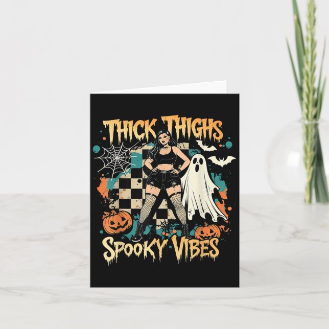 Tarjeta Thick Thighs Soky Vibes Funny Ghost Halloween (Anverso)