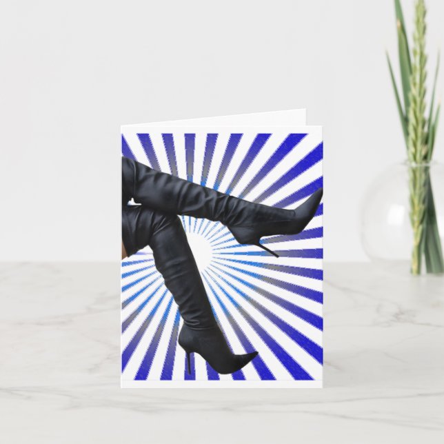 Tarjeta Thigh High Boot Art (ráfaga de estrella azul) (Anverso)