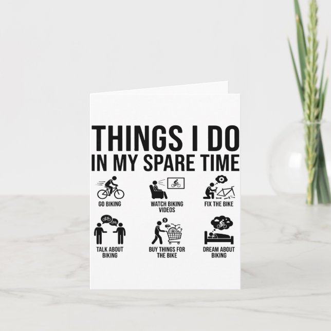 Tarjeta Things I Do In My Spare Time Bicycle Cycling Lover (Anverso)
