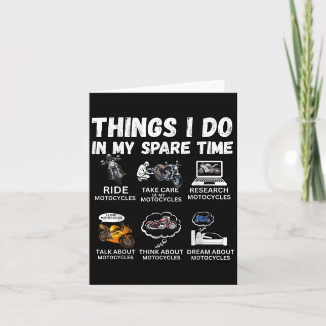 Tarjeta Things I Do In My Spare Time Biker Motorcycle Ride (Anverso)