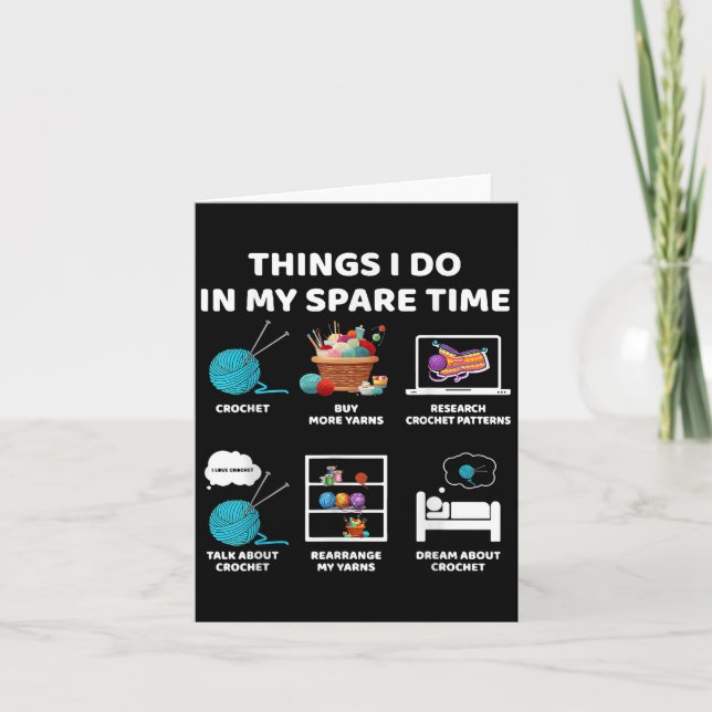 Tarjeta Things I Do In My Spare Time Crochet Knitting Funn (Anverso)