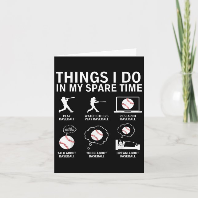 Tarjeta Things I Do In My Spare Time Funny Baseball Player (Anverso)