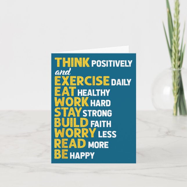 Tarjeta Think Sitively Exercise Daily Gym Workout Motivati (Anverso)
