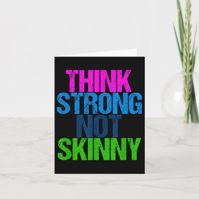 Tarjeta Think Strong Not Skinny Motivational Fitness  (Anverso)