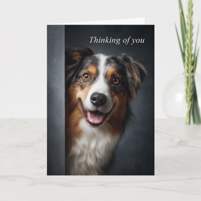 Tarjeta Thinking of You Australian Shepherd (Anverso)