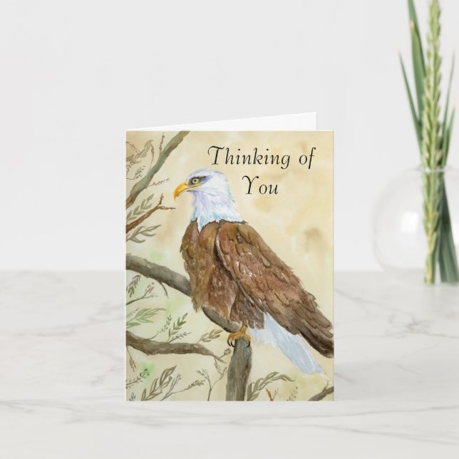 Tarjeta Thinking of You Bald Eagle Watercolor  (Anverso)
