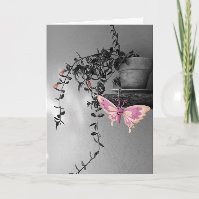 Tarjeta Thinking Of You Butterfly Still Life Photograph (Anverso)