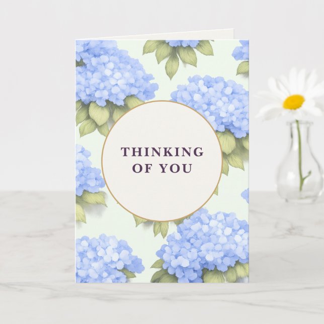 Tarjeta Thinking of You Card | Blue Hydrangea Floral (Planta pequeña)