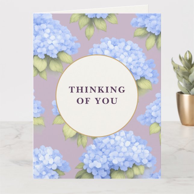Tarjeta Thinking of You Card | Blue Hydrangea Floral (Planta pequeña)