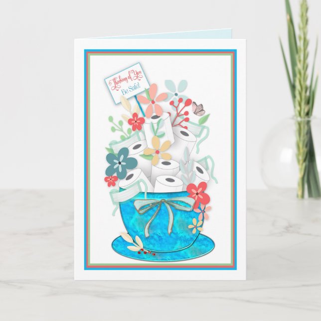 Tarjeta Thinking of You, Coronavirus,Toliet Paper & Flower (Anverso)