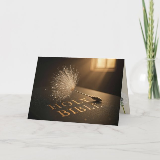 Tarjeta Thinking of You Dandelion Seedling On a Bible  (Anverso)