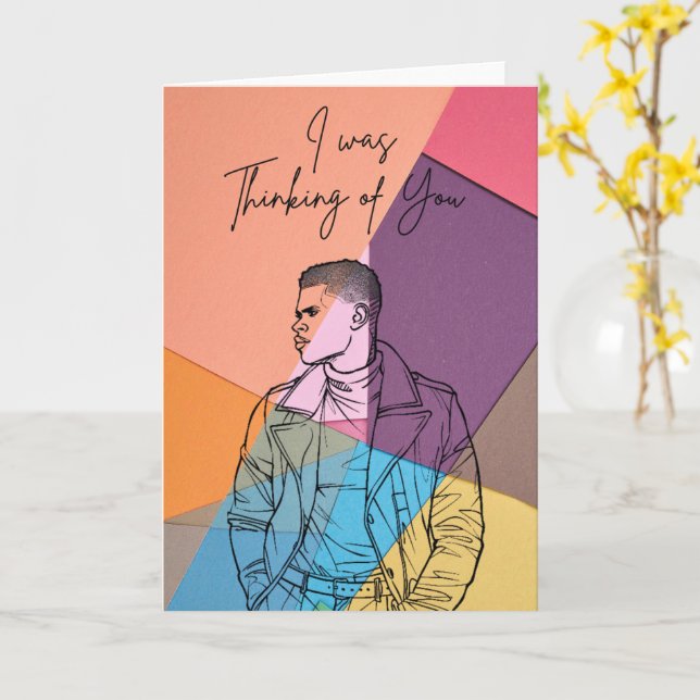 Tarjeta Thinking of You – Modern Artistic Greeting Card (flor amarilla)