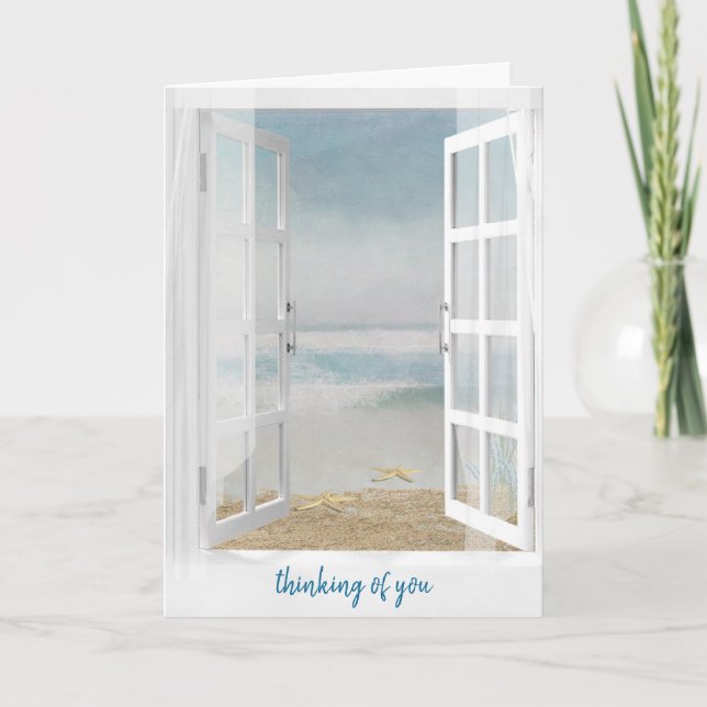 Tarjeta Thinking of You Ocean Window with Starfish (Anverso)