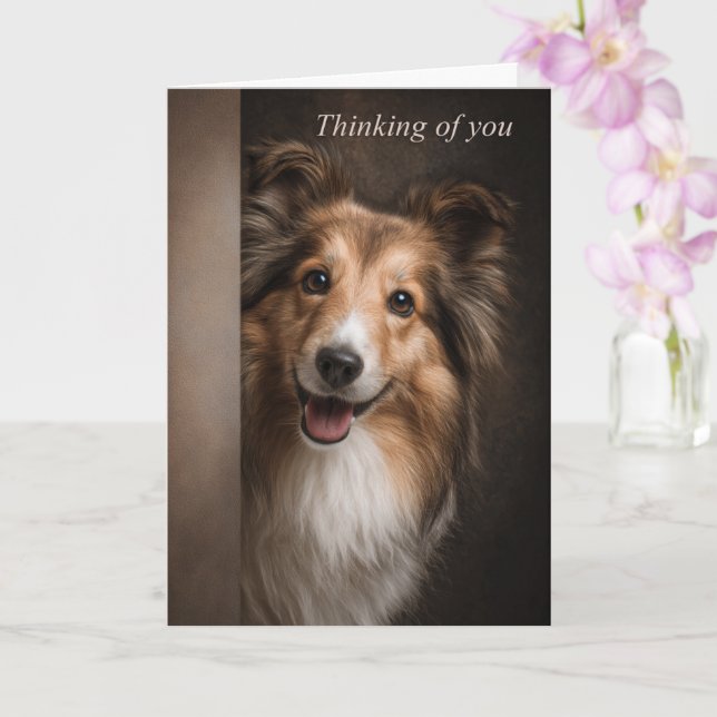 Tarjeta Thinking of You Shetland Sheepdog (Orquídea)
