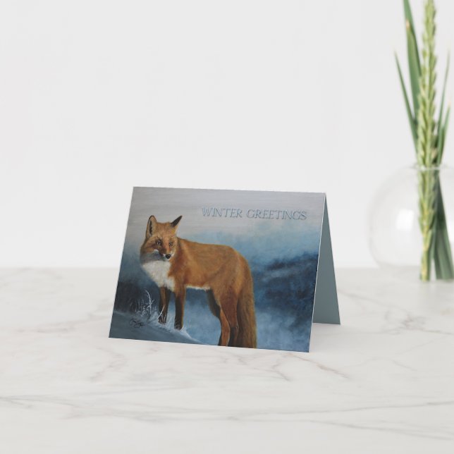 Tarjeta Thinking Of You - Winter Fox (Anverso)