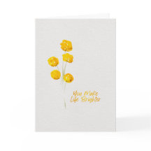 Thinking of You Yellow Billy Buttons Watercolor