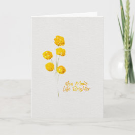 Tarjeta Thinking of You Yellow Billy Buttons Watercolor