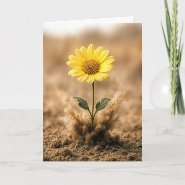 Tarjeta Thinking of You Yellow Daisy In Dirt (Anverso)