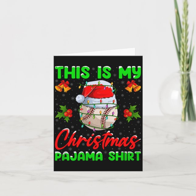 Tarjeta This Is My Baseball Christmas Pajamas Funny Baseba (Anverso)