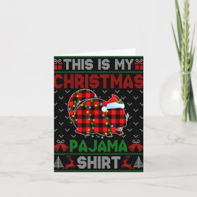 Tarjeta This Is My Christmas Chinchilla Pajama Xmas Light  (Anverso)