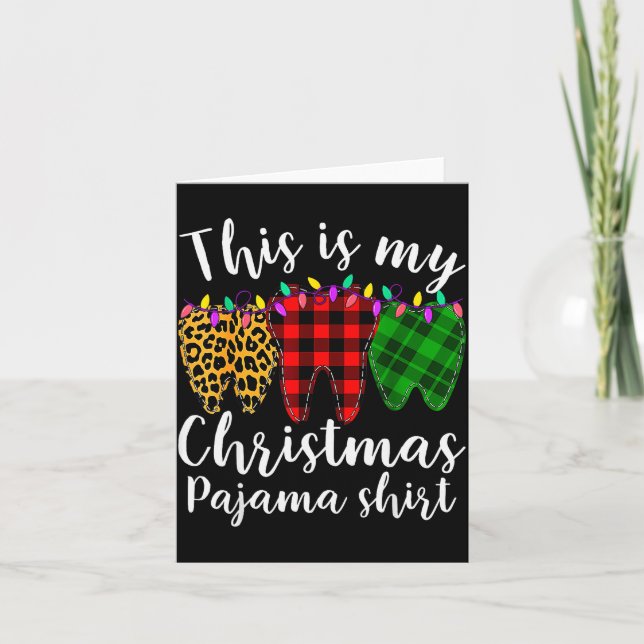 Tarjeta This Is My Christmas Pajama Christmas Teeth Leopar (Anverso)