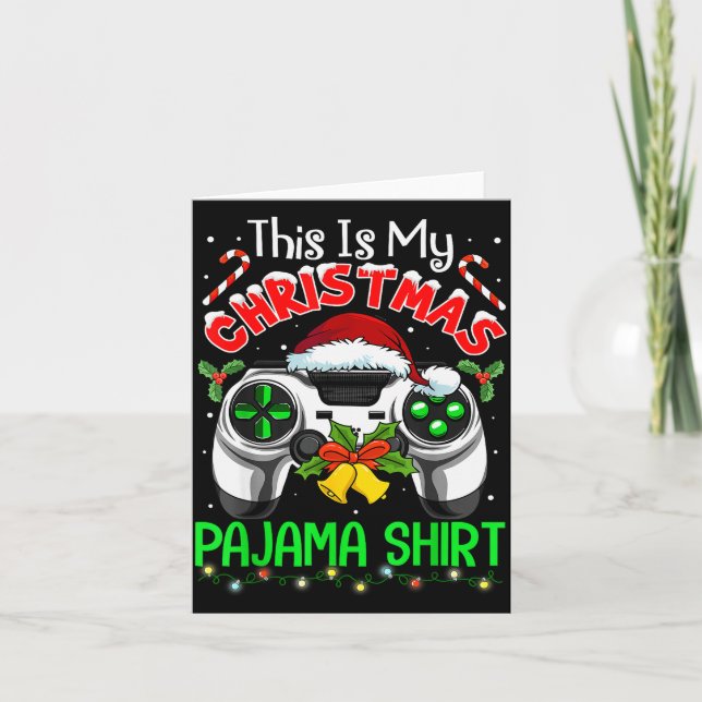 Tarjeta This Is My Christmas Pajama Gamer Video Game Boys  (Anverso)
