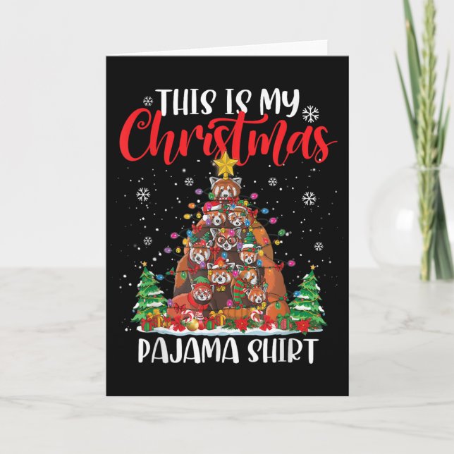Tarjeta This Is My Christmas Pajama Red Panda Christmas Tr (Anverso)
