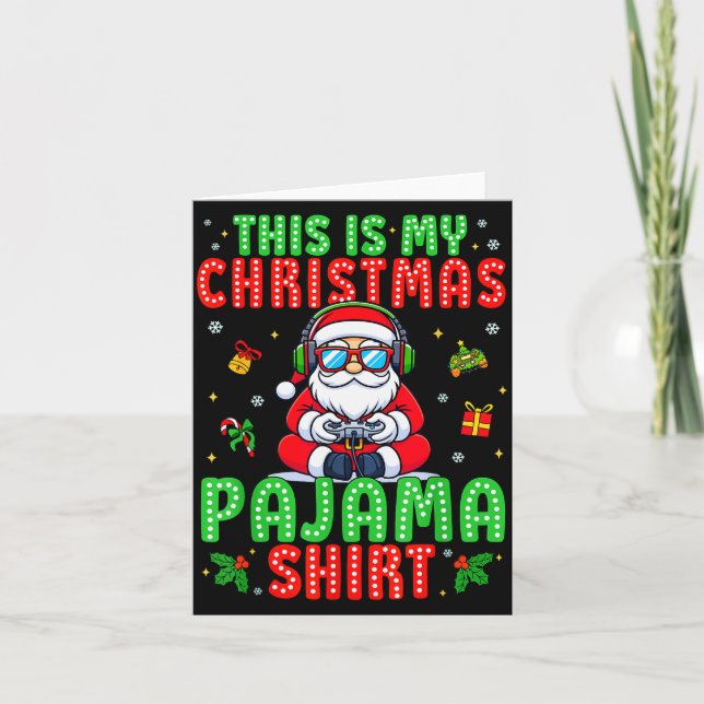 Tarjeta This Is My Christmas Pajama Santa Claus Video Game (Anverso)