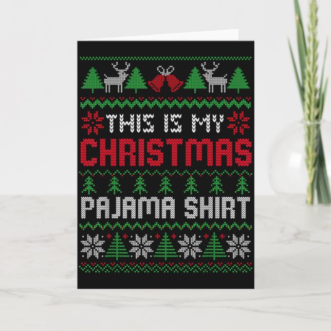 Tarjeta This Is My Christmas Pajama Shirt Lights Family Ma (Anverso)