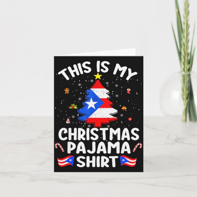 Tarjeta This Is My Christmas Pajama Shirt Puerto Rico Flag (Anverso)