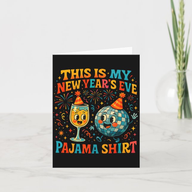 Tarjeta This Is My New Year’s Eve Pajama Funny Retro Gift  (Anverso)