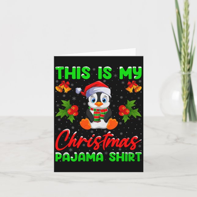 Tarjeta This Is My Penguin Christmas Pajamas Funny Penguin (Anverso)