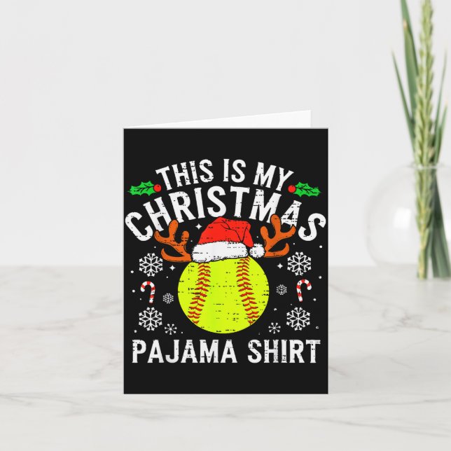 Tarjeta This Is My Softball Christmas Pajama Shirt Srt Men (Anverso)