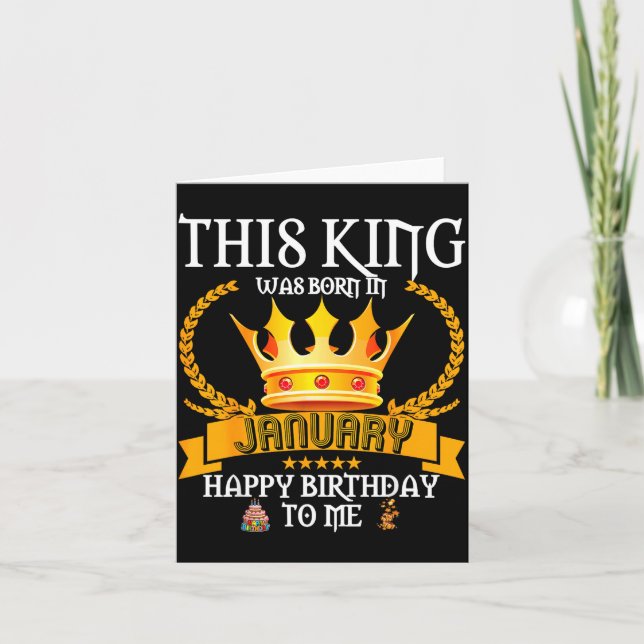 Tarjeta This King Was Born In January Funny Jan Birthday D (Anverso)