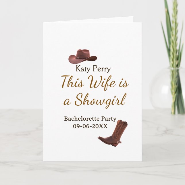 Tarjeta This Wife is a showgirl bachelorette party name da (Anverso)