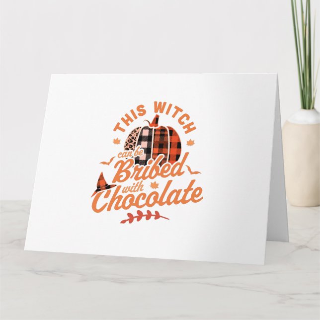 Tarjeta This Witch Can Be Bribed With Chocolate Halloween  (Anverso)