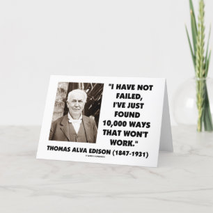 Tarjeta Thomas Edison no fallado 10.000 maneras no