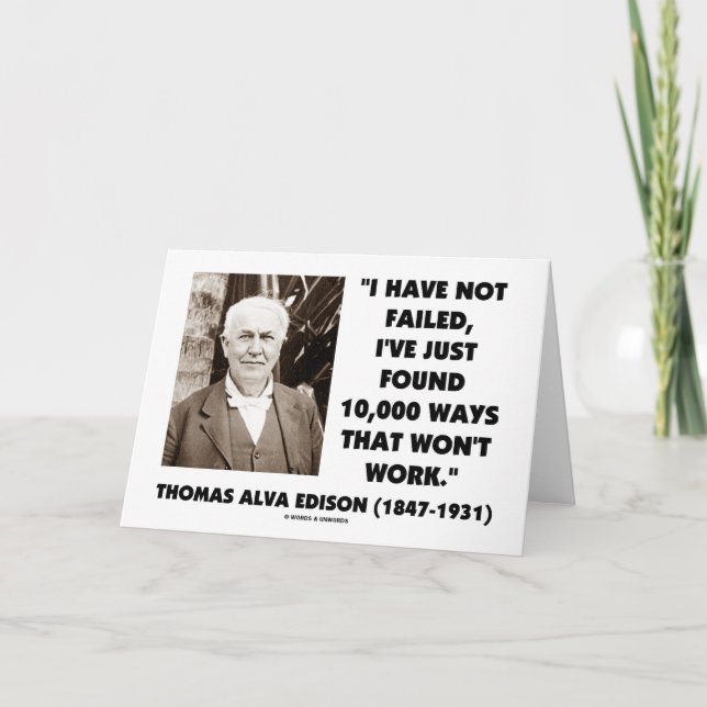 Tarjeta Thomas Edison no fallado 10.000 maneras no (Anverso)