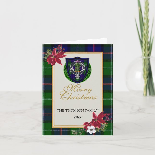 Tarjeta Thomson Scottish Clan Tartan & Crest (Anverso)