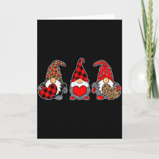 Tarjeta Three Gnomes Valentine Plaid Buffalo Leopard Coupl