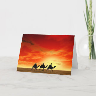 Tarjeta Three Kings and red sunset