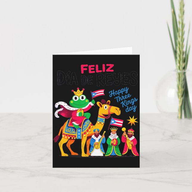 Tarjeta Three Kings Day Puerto Rican &amp; Coqui Frog Bori (Anverso)