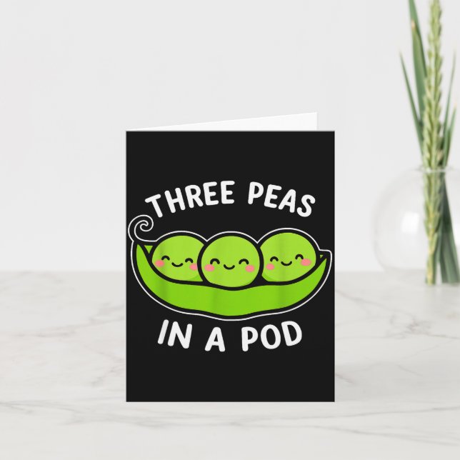 Tarjeta Three Peas In A D Cute Kawaii Funny  (Anverso)