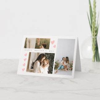 Tarjeta Three Photo Happy Mothers Day Greeting Card