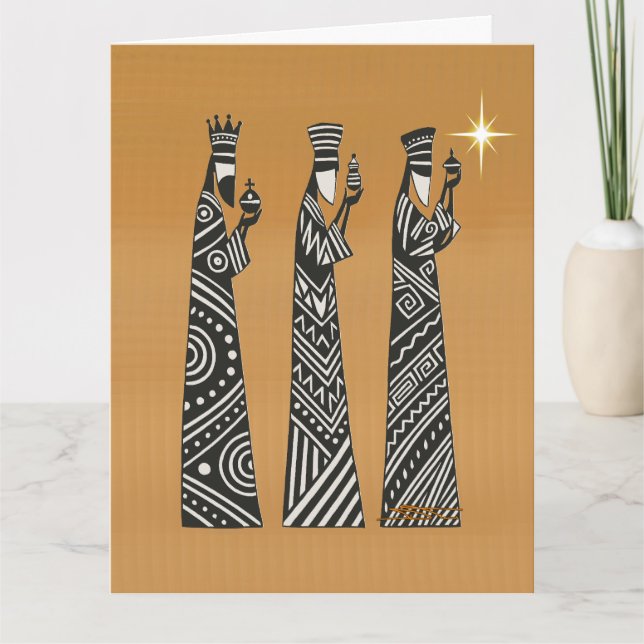Tarjeta Three Wise Men Black & White Christmas Nativity (Anverso)