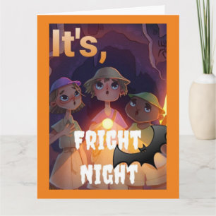 Tarjeta #ThreeHikerGang yTheHauntedCave Halloween