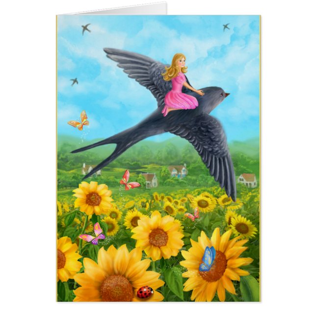 Tarjeta "Thumbelina y tragar" (Frente)