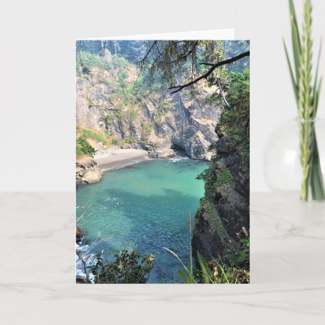 Tarjeta Thunder Rock Cove, Samuel H. Boardman, Oregón (Anverso)