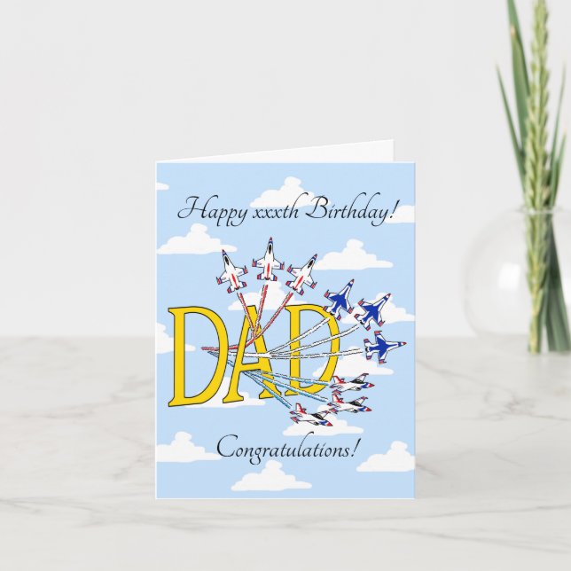 Tarjeta Thunderbirds Papá Cielo Azul de cumpleaños persona (Anverso)